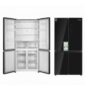 Luxury 4-Door Inverter No-Frost Refrigerator with LED Display & Black Glass