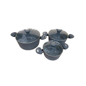Premium 3-Piece Granite Casserole Cookware Set (20cm, 24cm, 28cm Pots)