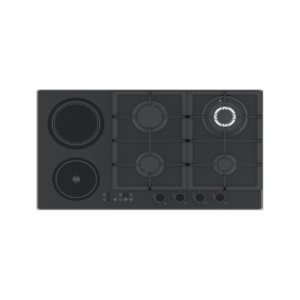 90cm Built-In Multi-Hybrid Glass Cooktop with 4 Gas, 1 Induction (1500W) & 1 Ceramic (1800W)