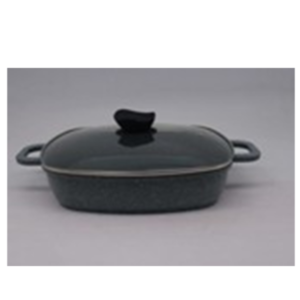 Premium 28cm Deep Round Granite Oven Baking Tray (Grey)