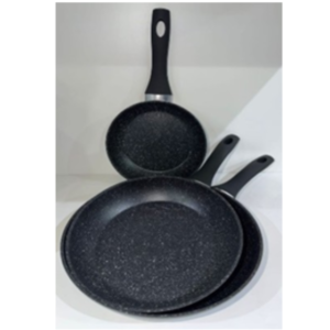 Premium 3-Piece Black Forged Granite Frying Pan Set (20cm, 24cm, 28cm)