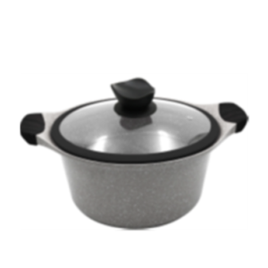 Premium 20cm Non-Stick Granite Casserole Cooking Pot (Grey)