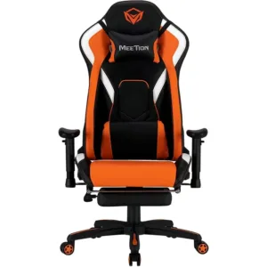 MeeTion CHR22 Leather Gaming E-Sport Chair with Footrest – Black and Orange