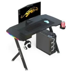 MeeTion KY RGB Gaming Desk – 140cm Wing-Shaped Ergonomic Workstation