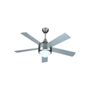 52" Nickel Ceiling Fan (132cm) – 18W LED Light, 5 Reversible Blades & Remote Control