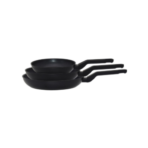 3-Piece Non-Stick Granite Fry Pan Set with Soft-Touch Handles & Flame Guards