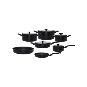 12-Piece Forged Granite Non-Stick Cookware Set with Silicon Glass Lids & Deep Fry Pan